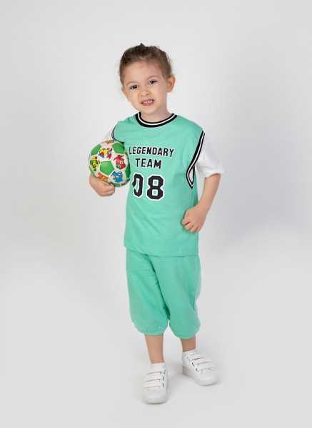 \"Harika Kids - Boys' Legendary Print Short Sleeve Basketball Outfit, Basic Team, Age 2 Years, Model: Tfy8564-90-legendry-25\"