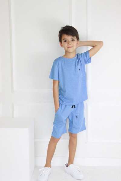 \"Harika Kids Classic Pocket Detail Short Sleeve Set for Boys, Ages 6-9\"