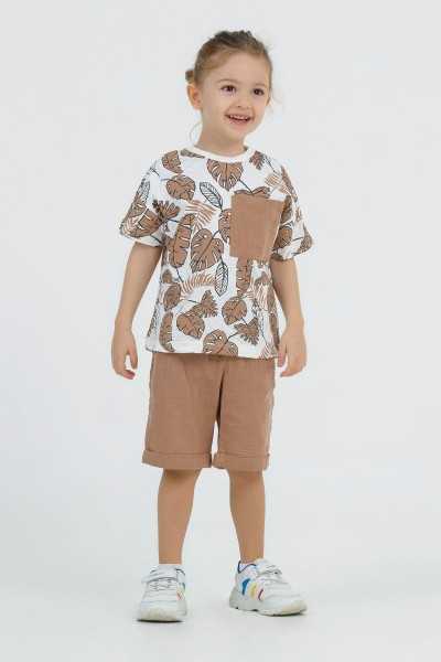 \"Harika Kids Boy's Leaf Print Short Sleeve Basic Tee - Age 2 Years\"