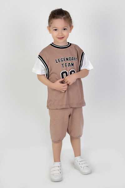 "Harika Kids Legendary Basketball Shorts Set - Printed Short Sleeve Tee and Knee-Length Shorts for Boys, Age 2 Years"