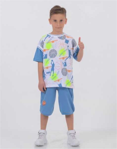 \"Harika Kids Boys' Basketball Print Short Sleeve T-Shirt for Ages 5-9\"