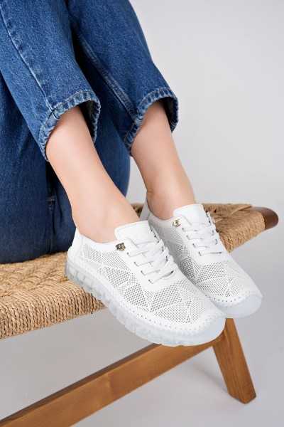 Deripabuc Genuine Leather White Female Leather Casual Dp75-0698 DP75-0698