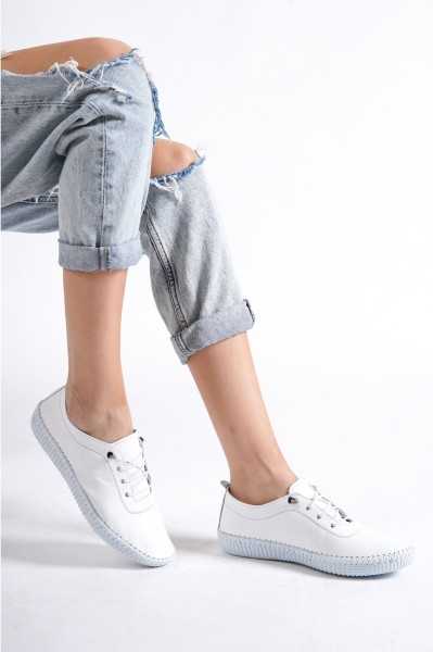 Deripabuc Genuine Leather White Female Leather Casual Shoes Dp62-8001 DP62-8001