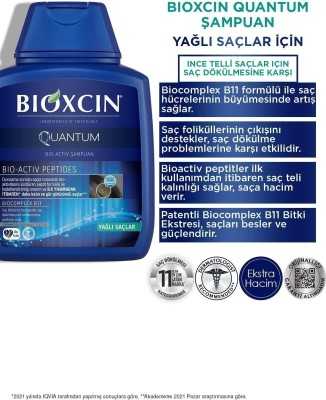 Bioxcin Quantum Şampuan 3 Al 2 Öde Yağlı Saçlar Için 3x300 Ml - Ince Telli Saçlar Için Dökülme Şampuanı 8680512625513