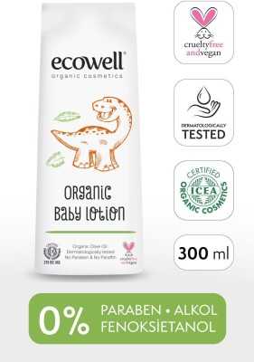 Ecowell Organik Bebek Losyonu, Yüz Ve Vücut, Vegan Sertifikalı, Doğal Nemlendirici Bebe Kremi, 300 ml 8680624091572