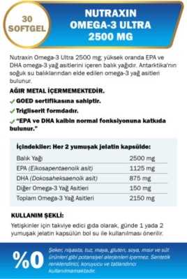 Nutraxin Omega-3 Ultra 2500 Mg 30 Yumuşak Kapsül NUT2821