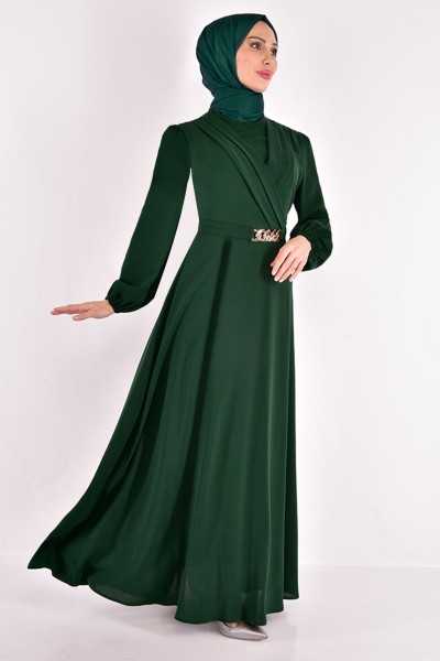 ModaMerve Belted Dress Emerald ASM2534 TYC5EDF0EN169476927631227