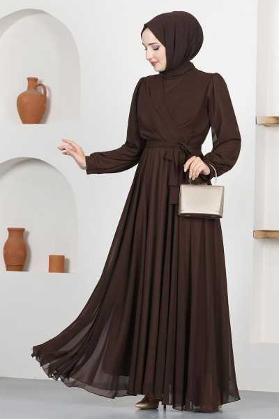 ModaMerve Chiffon Evening Dresses END5525 Dark Brown