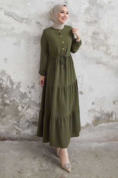 InStyle Pamela Buttoned Ayrobin Dress - Khaki MS00MC001920