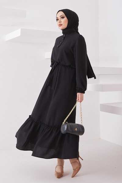 InStyle Meyra Buttoned Ayrobin Dress - Black MS00MC99300