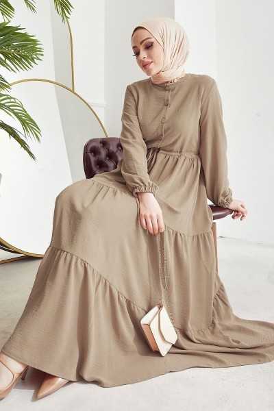 InStyle Pamela Buttoned Ayrobin Dress - Light Brown MS00MC001920