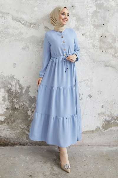 InStyle Pamela Buttoned Ayrobin Dress - Baby Blue MS00MC001920