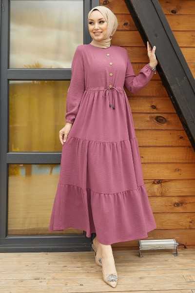 InStyle Pamela Buttoned Ayrobin Dress - Dried Rose MS00MC001920