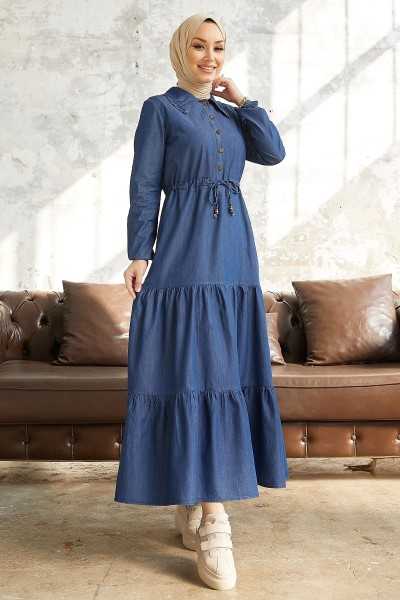 InStyle Betty Baby Neck Denim Dress - Blue MS00IN67111