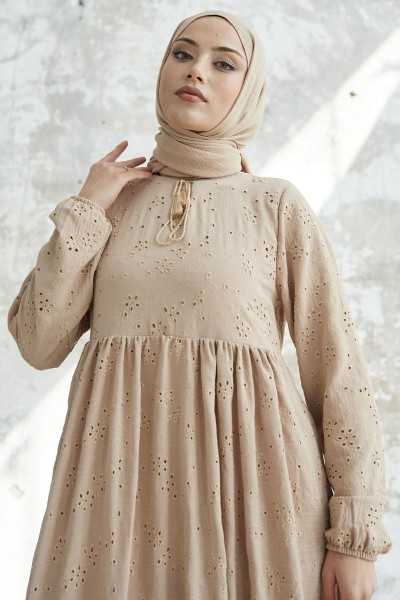 InStyle Fringed Embroidery Dress - Beige MS00ANT2320