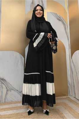 TRENDTESETTÜR Kadın Vizon Pilise Detaylı Volanlı Abaya T 4547 23YFRCTR4547