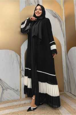 TRENDTESETTÜR Kadın Vizon Pilise Detaylı Volanlı Abaya T 4547 23YFRCTR4547