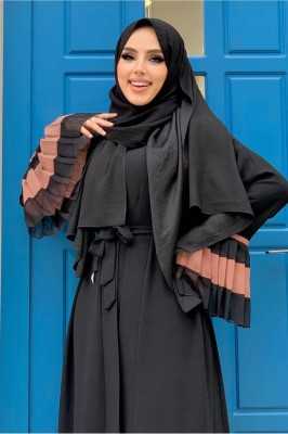 TRENDTESETTÜR Kadın Vizon Pilise Detaylı Volanlı Abaya T 4547 23YFRCTR4547