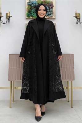 TRENDTESETTÜR KADIN SİYAH DANTELLİ ABAYA T 0387 24YFRCTR0387