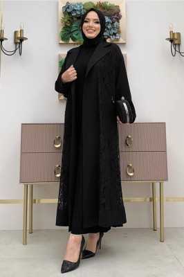 TRENDTESETTÜR KADIN SİYAH DANTELLİ ABAYA T 0387 24YFRCTR0387