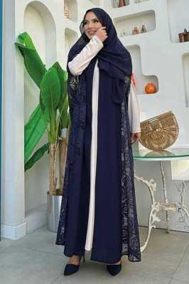 Bym Fashion Dantel Abaya 7884 Siyah