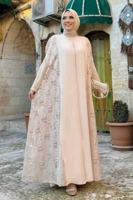 Bym Fashion Dantel Abaya 7884 Siyah