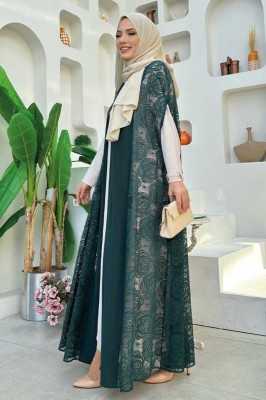 Bym Fashion Dantel Abaya 7884 Siyah