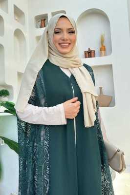 Bym Fashion Dantel Abaya 7884 Siyah