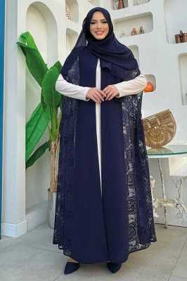 Bym Fashion Dantel Abaya 7884 Taş