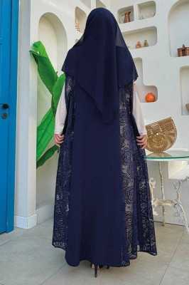 Bym Fashion Dantel Abaya 7884 Taş