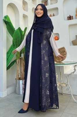 Bym Fashion Dantel Abaya 7884 Taş