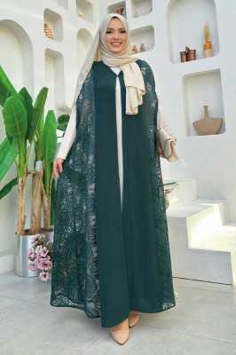 Bym Fashion Dantel Abaya 7884 Taş