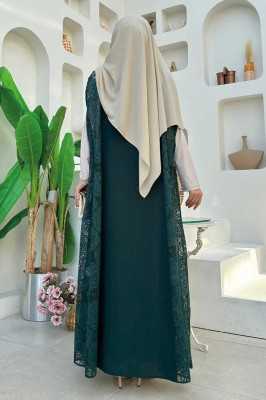 Bym Fashion Dantel Abaya 7884 Taş