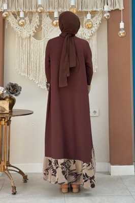 Bym Fashion Çiçek Desenli Fırfırlı Abaya 7908 Siyah