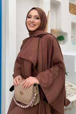 Bym Fashion Şalıyla Birlikte Tulum ve Abaya İkili Takım 8519 Siyah