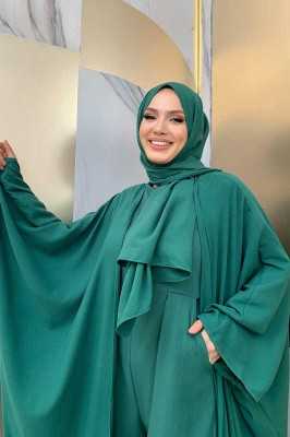 Bym Fashion Şalıyla Birlikte Tulum ve Abaya İkili Takım 8519 Lila