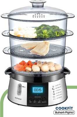 GoldMaster Cookfit Dijital Ekranlı 120 Dakika Zaman Ayarlı 10 Litre Dijital Buharlı Pişirici GM-7269 GoldMaster Cookfit Dijital Ekranlı 120 Dakika Zaman Ayarlı 10 Litre Dijital Buharlı Pişirici GM-7269