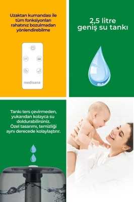 medisana 45055 Ekranlı Aroma Fonksiyonlu 2.5L Buharlı Hava Nemlendirme Cihazı MED-45055