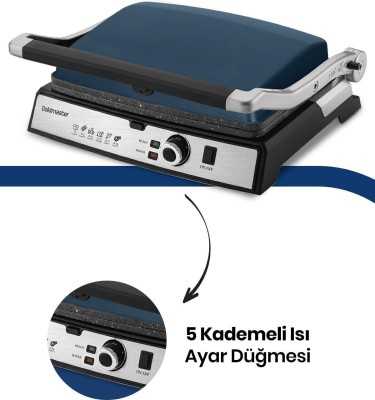 GoldMaster Tostmix Ege Mavisi Paslanmaz Çelik 2000 Watt Granit Çıkarılabilir Plakalı Tost Ve Izgara Makinesi GM-7450EM