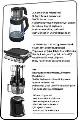 GoldMaster Premium Siyah 24 Parça Avantajlı Elektronik Evlilik Paketi Elektrikli Mutfak Çeyiz Seti BY5715S