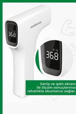 medisana Yüksek Ateş Uyarılı Alından Temassız Kızılötesi Uzaktan Ateş Ölçer 3 Yıl Garantili Med-48615