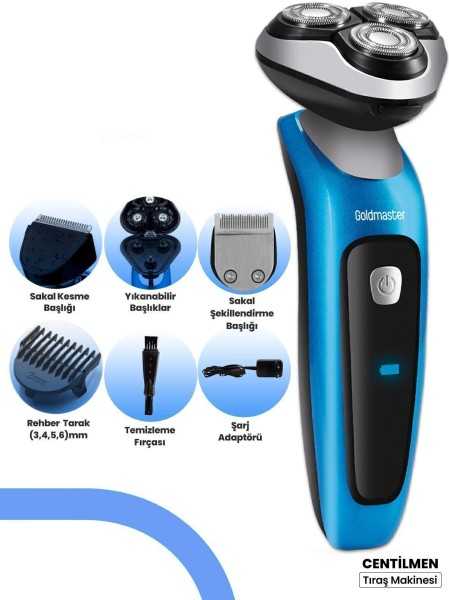 GoldMaster Gentleman Flexible Plays Head IPX6 Wet Dry Waterproof Shaver With Led Display KEA-KSBK-GOLD-0013